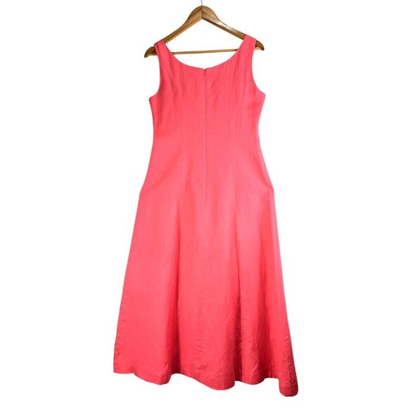 Coldwater Creek Maxi Sun Dress Linen Shift 6 Coal Pink VTG Lined Beaded Top - Picture 5 of 10